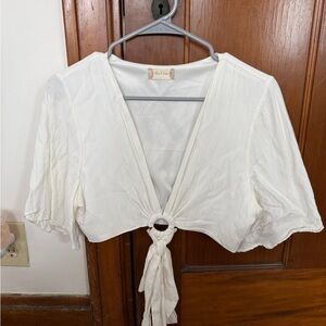 Altar'd State Cream Tie-Front Blouse